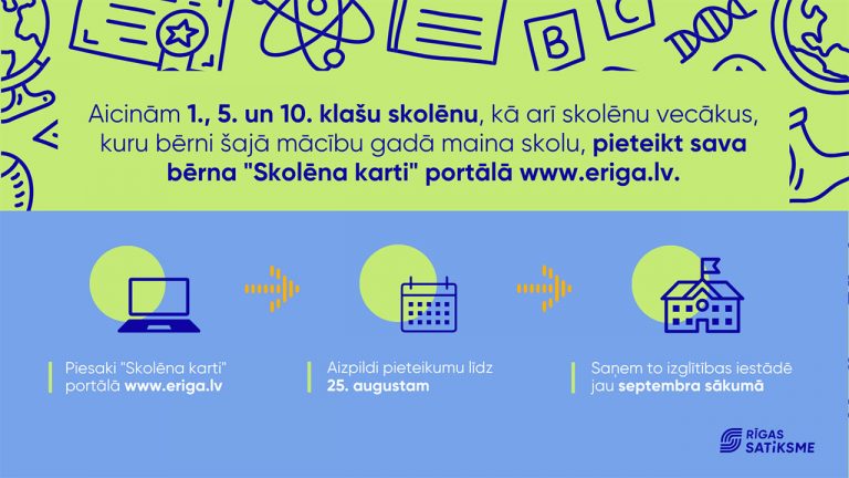 Piesakiet sava bērna Skolēna karti 100% atlaidei Rīgas sabiedriskajā transportā