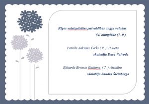 Apsveicam Angļu valodas 7.-9. klašu olimpiādes dalībniekus!